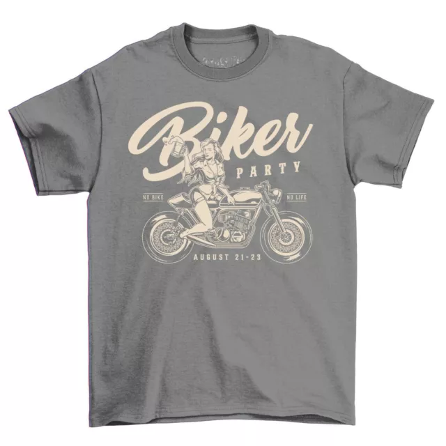 T-shirt moto biker party uomo café racer moto unisex maglietta top 2