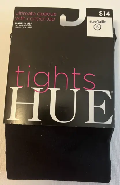 NWT Women's Hue Ultimate Opaque Tights w/ Control Top 1 Pair Size 3Tall Black