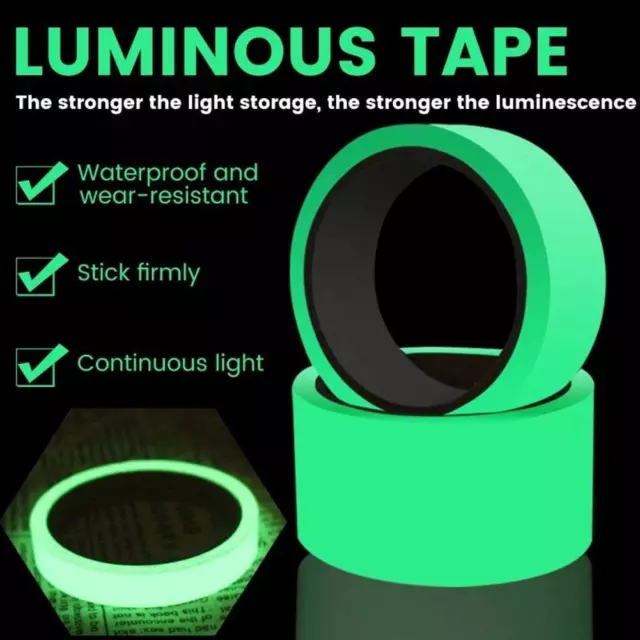 Glow in The Dark Tape Removable PVC Luminous Tape Glowing Theatre Stage Flo D1Z8