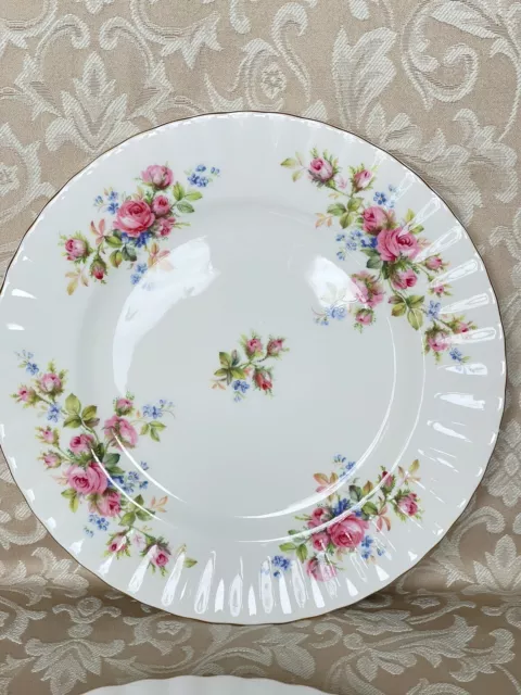 Royal Albert Moss Rose Colorful Flora Set of 4 Bone China Dessert Plates England