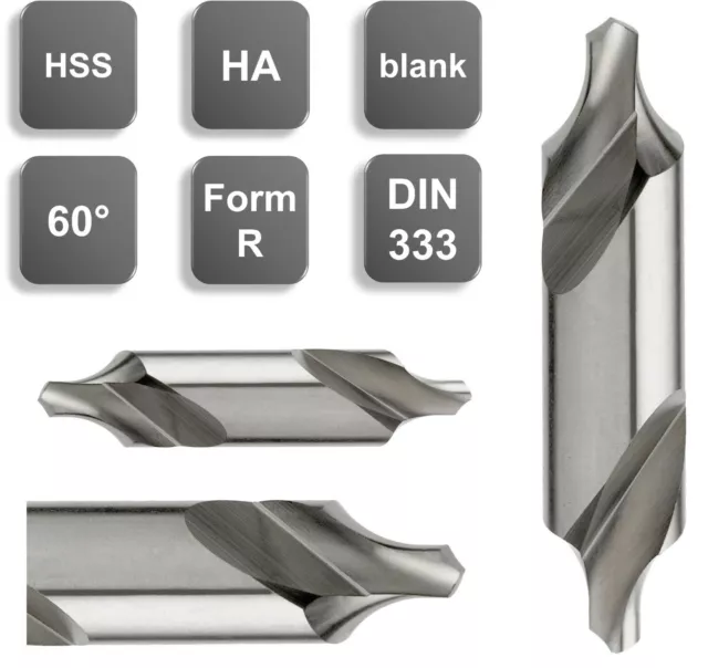 HSS Zentrierbohrer mit Radius DIN333 Form R 60° Ø 0,5 - 12,5 mm TOP-NEU GEFRABO 2