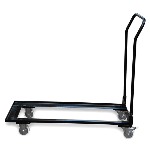 Folding Chair Cart Dolly Black Heavy Duty Steel Storage Up To 50 Chairs Capacity
