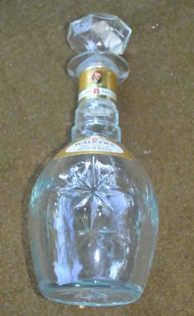 Vintage Walkers Deluxe Bourbon Decanter Glass Bottle 750 ml EMPTY