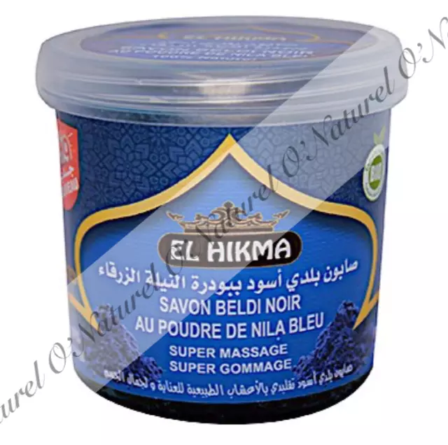 Savon Noir Beldi à la Poudre de Nila Bleu BIO 100% Naturel 250g Black Soap