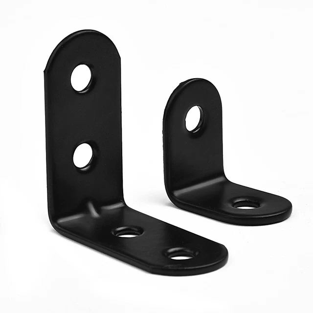 10pcs 90 Degree Right Angle Brackets Black Stainless Steel Corner Braces &Screws