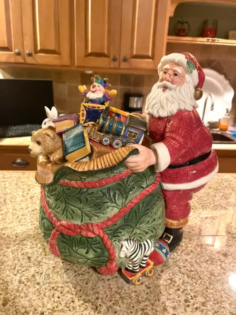 Fitz & Floyd Old Fashioned Christmas Santa Cookie Jar Large and Beautiful