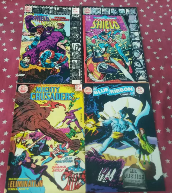 Red Circle Comics lot of 4 Issues Shield #3 #2 Mighty Crusaders #4 Blue Ribbon 2