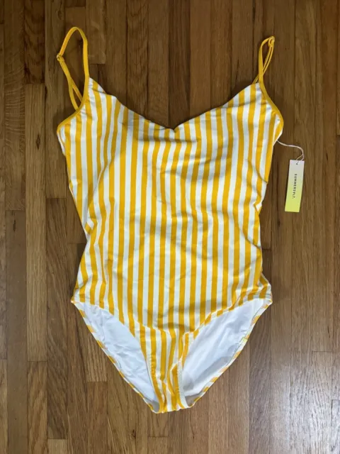 Summersalt Voyager one piece yellow white striped swimsuit 12 NWT
