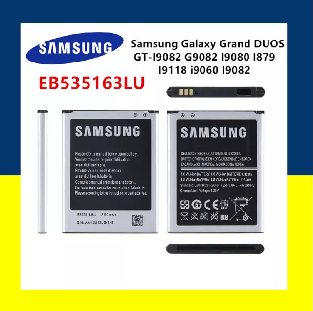 Batterie Samsung Galaxy GRAND DUOS i9082 / NEO i9060  réf : EB535163LU  2100 mAh