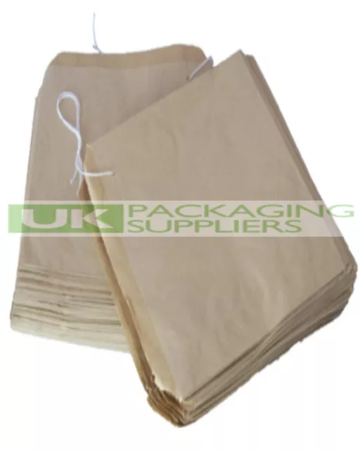 1000 SMALL SIZE 7 x 7" BROWN KRAFT PAPER STRUNG BAGS FOOD FRUIT VEG - NEW