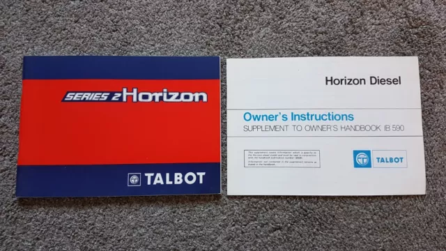 Talbot Horizon Series 2 Owners Handbook New Old Stock 1983 1984