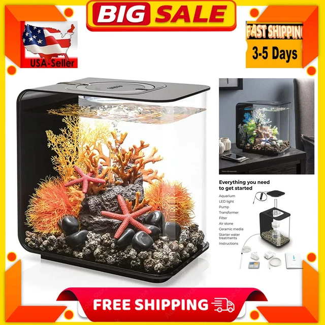 biOrb 4 Gallon Flow 15 Aquarium with Standard Light Fish Tanks, Black or white