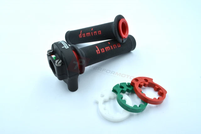 Domino KRR 03 Quick Action Throttle Assembly With Black/Red Grips - Made In Italy (3357.03-02)