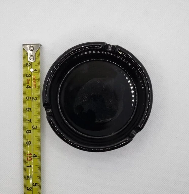 Vintage Ashtray - Silver Nugget Black Glass