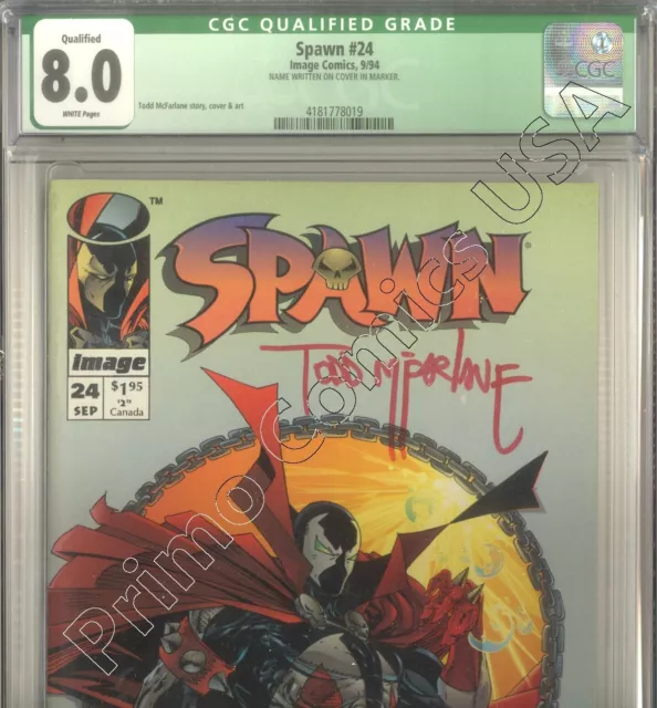 PRIMO:  SPAWN #24 SIGNED Todd McFarlane 1994 Image comics CGC 8.0 VF