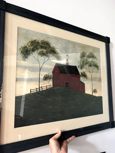 Folk Art - Professionally framed "Brandon Barn" Red Barn Horse by Warren Kimble