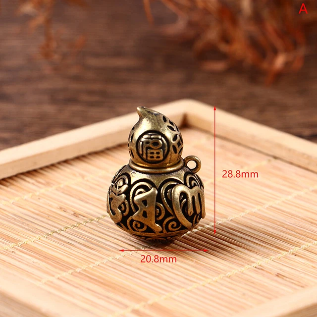 Brass Letters Blessing Lotus Gourd Charms Lucky Keychain Pendants Pill Box GAIR
