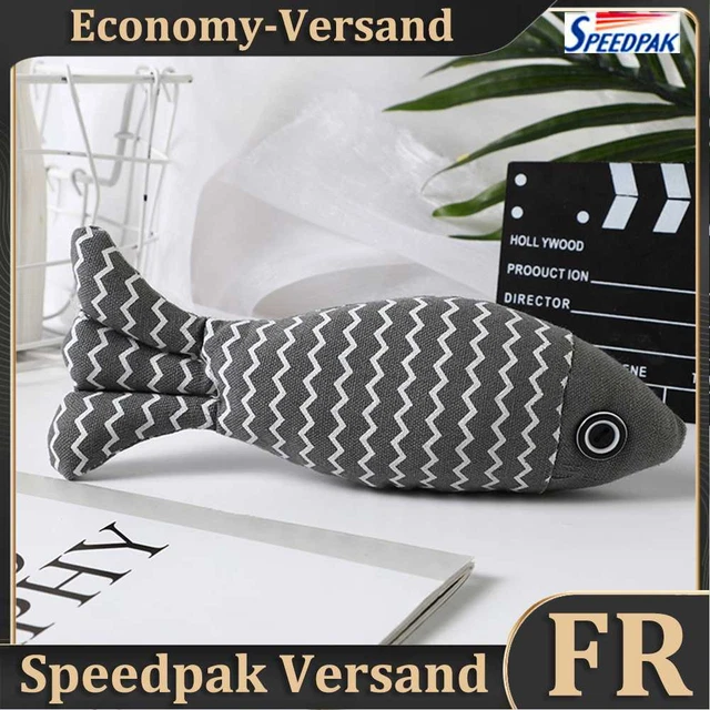 Artificial Plush Fish Toy Interactive Training Catnip Toy Cat Supplies (Grey) Ho