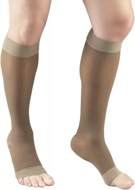 Truform 1772 Compression Stockings Sheer Dress Nylon Open Toe 15-20 mmhg 1x Pair