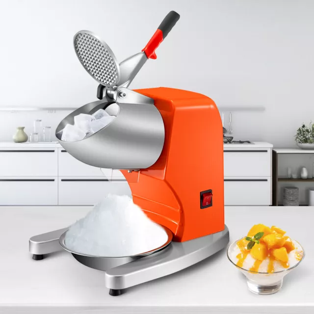 VEVOR Broyeur à Glace à Double Couteau Machine à Glace Pilée 95kg/h Orange 300W