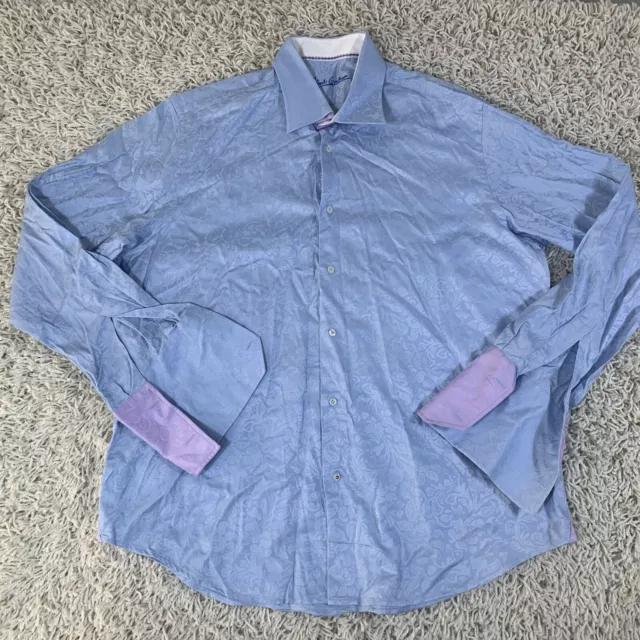 ROBERT GRAHAM MEN'S Blue Paisley Cuffs Long Sleeve Button Up Shirt XL ...