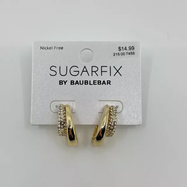 Sugarfix By Baublebar Earrings Double Hoop Rhinestones Gold Tone Statement