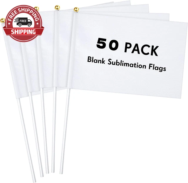 50 Pcs White Small Mini Flags Bulk Sublimation Blank Flags Solid Plain White Fla