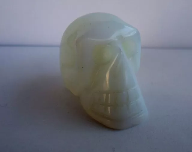 White Jade Hand Carved Skull Head W/ Amazing Details / Size 1 3/4'' By 1 1/4''