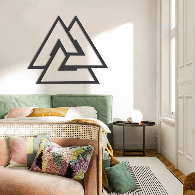 Décoration Murale Valknut Décoration Murale Métal Valknut - Symbole Mythologie Nordique - 90x78 Cm - Noir Mat - Pour Intérieur/extérieur