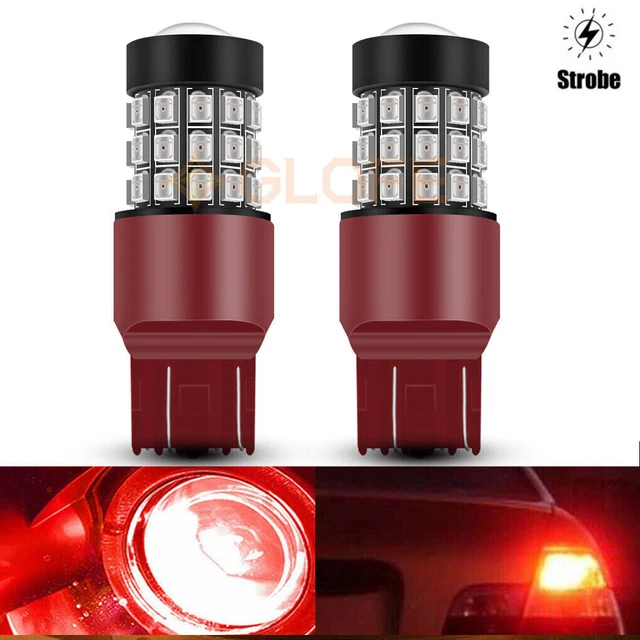 GLOFE LED Brake Light 7443 7444 T20 Extremely Bright Strobe Flash Red 2x Bulbs