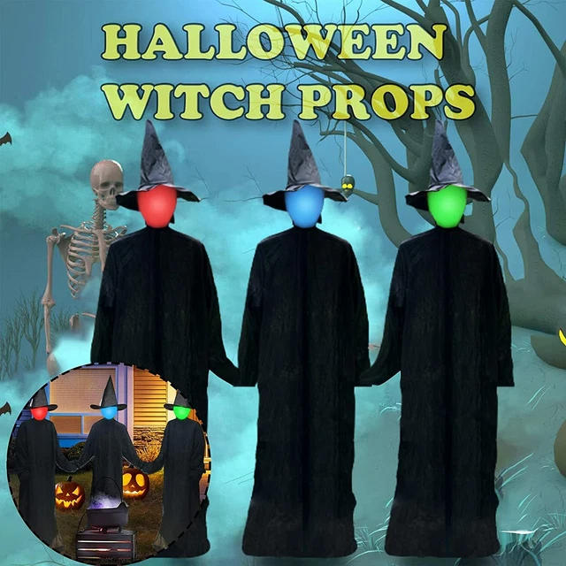 LIGHTUP SCREAMING WITCHES with Stakes Holding Hands Halloween