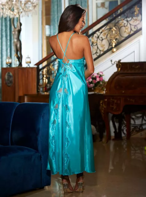 Elegant Lace 15 Denier Long Evening Gown Robe Plus Size Lingerie Adult Women