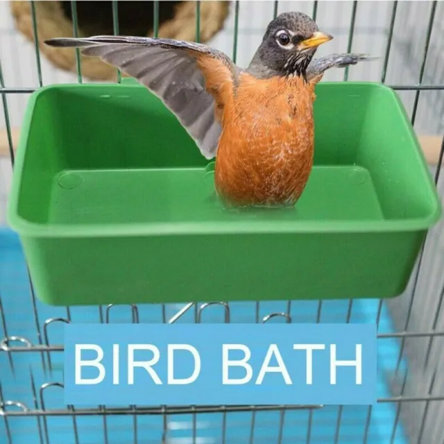 Plastic Bird Water Bath Tub/Pet Bird Bowl Parrots Parakeet Birdbath Cage Hanging