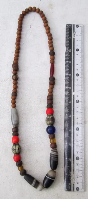 POWERFUL! Vintage Tharu Tibet Tibetan Dzi Bead & Ancient Beads Shaman  Necklace