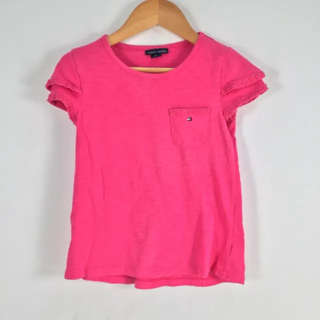 Tommy Hilfiger girls t shirt size 6 years pink short sleeve cotton solid 028543