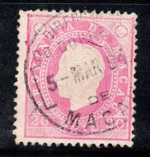 Macau 1888 Mi. 34 A Used 100% 20 R, King Louis