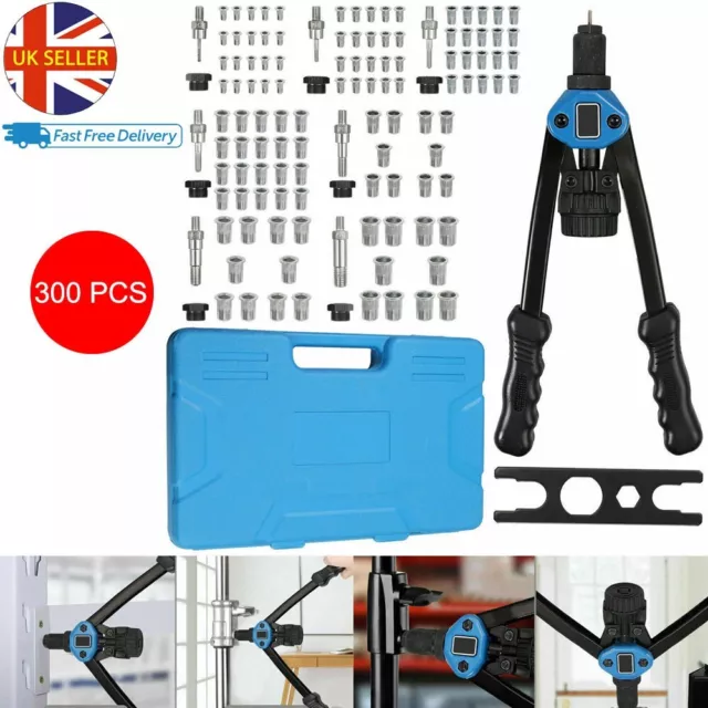 Professional 300PCS Hand Nut Tool M3- M12 Repair Kit Riveter Rivnut Gun Mandrels