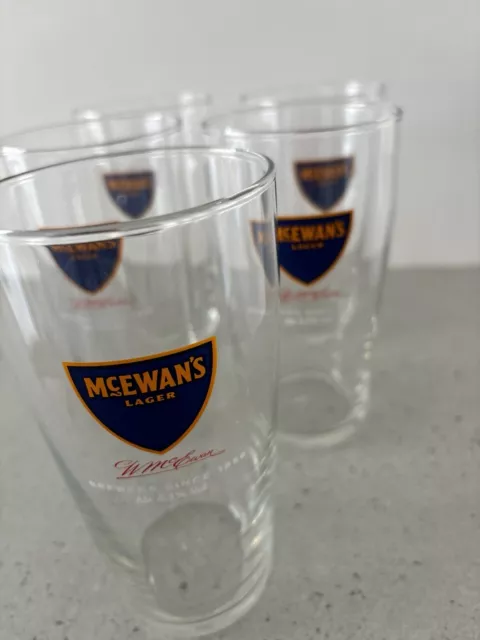 5 x McEwans Lager Pint Glasses. New Unboxed.