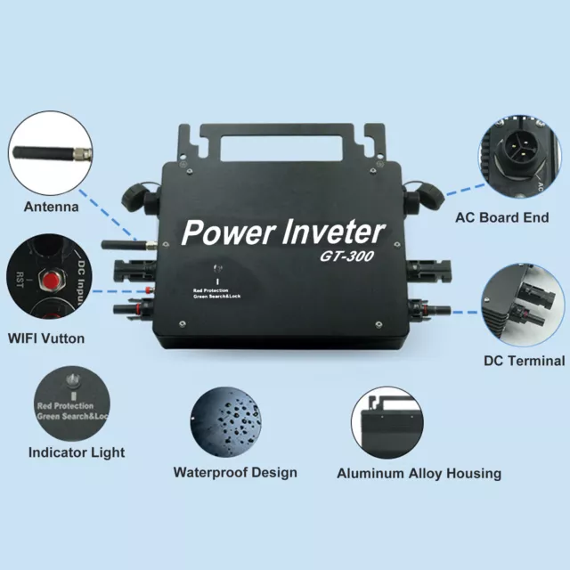 Solar Grid Tie Micro Inverter For Panel 1 Phase 300W DC To AC WiFi Control 230V✈