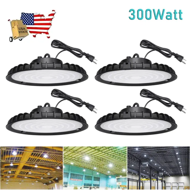 4 Pack Led UFO High Bay Light 300W Industrial Gym Warehouse Commercial Light