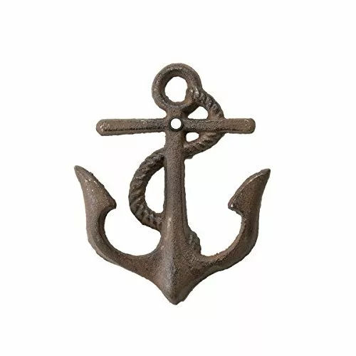 Cast Iron Anchor wall Hook w/hardware Rustic Brown Finish