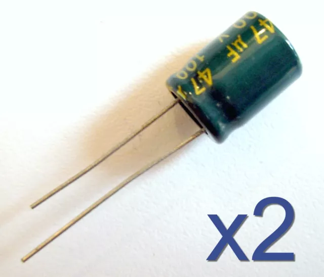 2x Condensateur 100V 47uF électrolytique Aluminium Radial capacitor 10x13mm