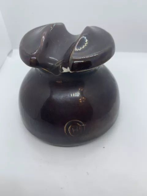 Vintage Brown Porcelain Insulator Saddle Shaped