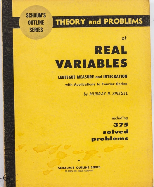 VINTAGE 1969 SCHAUMS OUTLINE SERIES Theory And Problems Of REAL 