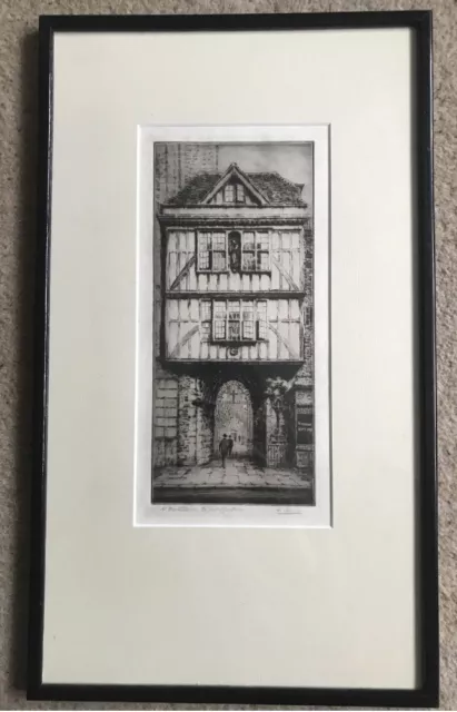 St Bartholomew's Gatehouse (West Smithfield) - Framed etching by K Vernon c1930