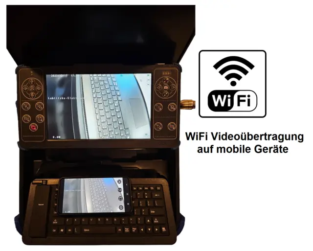 Full-HD 28mm Schwenkkopfkamera Rohrkamera 10,1´ HD-LCD -  WiFi-Videoübertragung