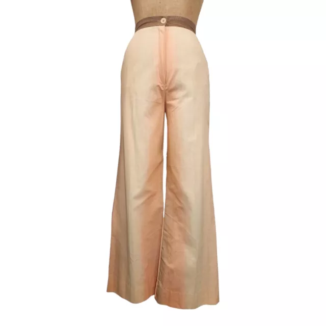Vtg 70s OMBRE Faded High Waisted Hippie Wide Flare Pants 100% Cotton 26" Waist