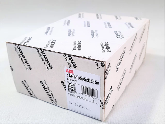 (5,30 €/ Unit) 3 Piece ABB 1SNA190002R2100 DF70/32.FF Entrelec Terminal Blocks