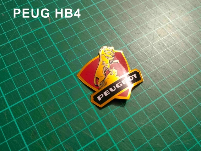 STICKERS PLAQUES HEADBADGE PEUGEOT support aspect métal brillant 5