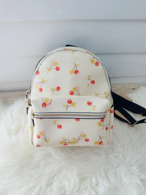 Nwt Coach F31374 Mini Charlie Backpack With Cherry Print